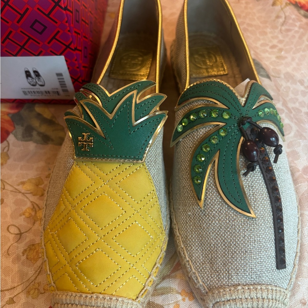 Tory Burch Yellow and Green Espadrille Flats